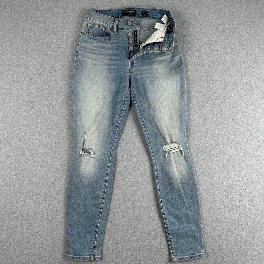 Lucky Brand‎ Womens High Rise Skinny Jeans Button Fly Distressed Light Wash